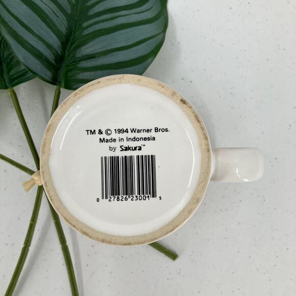 Vintage Sakura Warner Bros 1994 Looney Tunes Taz Tasmanian Devil Coffee Mug Cup - Picture 2 of 6